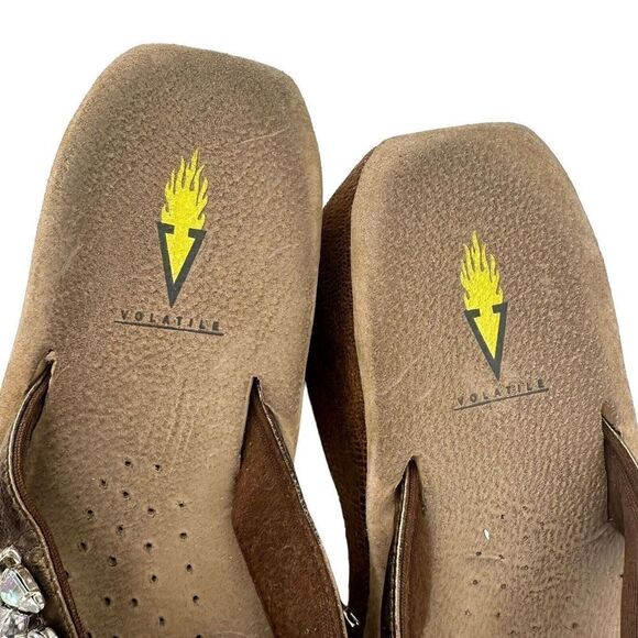 Very Volatile Platform Sandals Jeweled Bronze Metallic Python Womens Size 11 - Picture 8 of 13